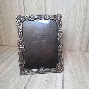 Vtg Elegant Pewter Silver Easel Photo Frame Rose Design The Weston Gallery